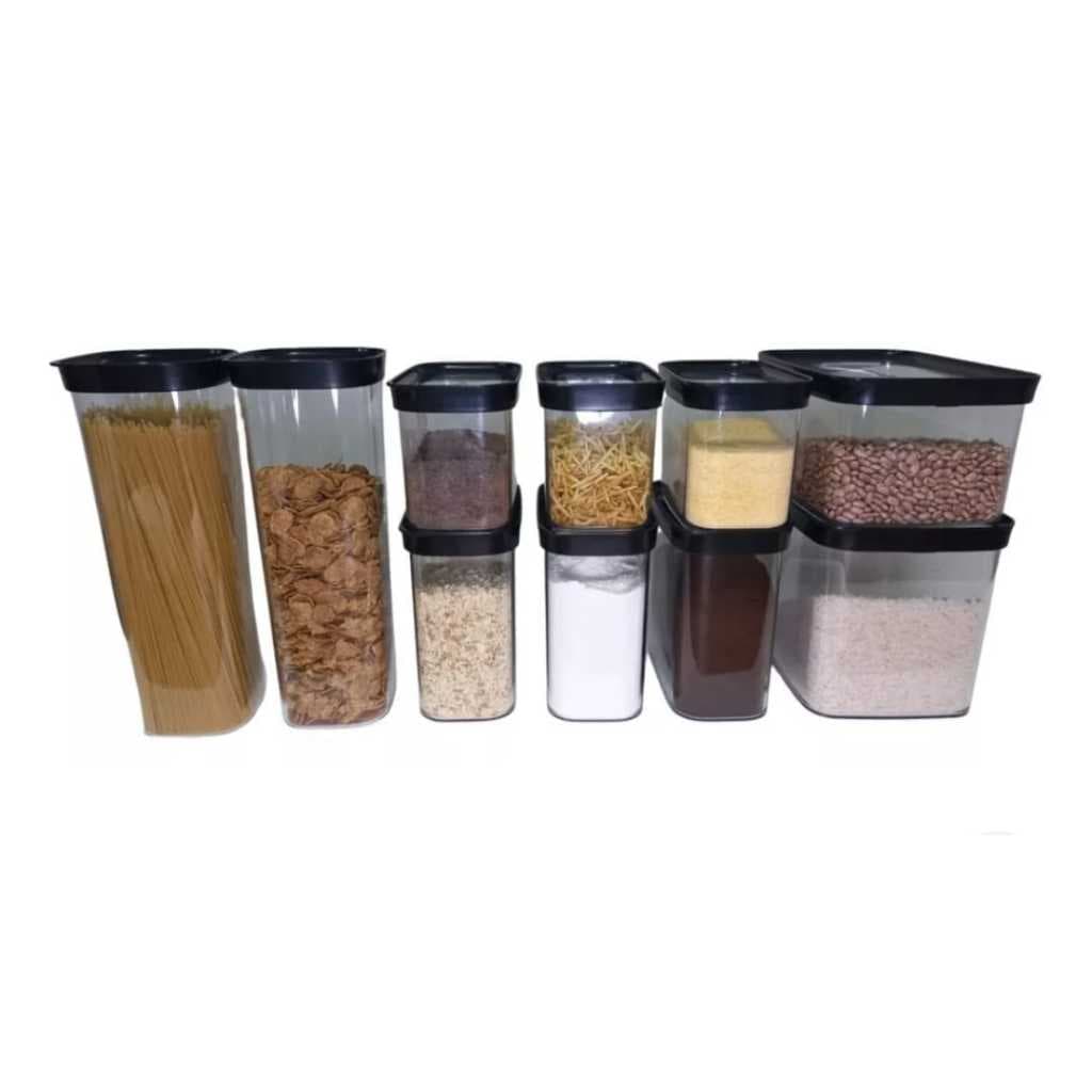 Kit Potes Herméticos 10 Peças Mantimentos Cozinha