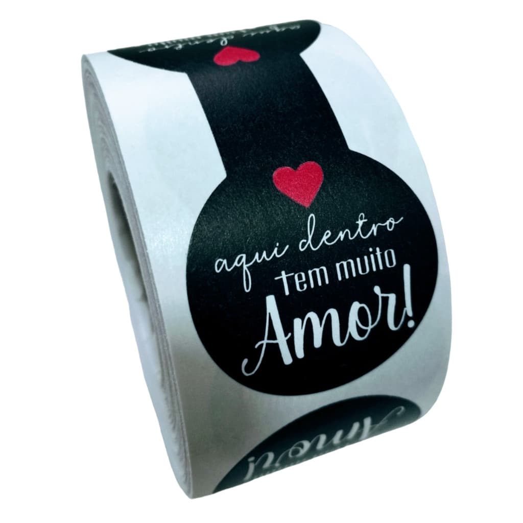 500 Adesivos Fecha Sacolas Lacre Aqui dentro tem muito amor  Entregas Delivery Medida 8x3cm
