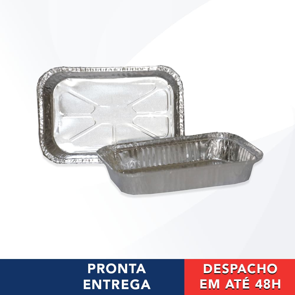 100 Bandeja De Alumínio Marmitex Retangular 1500ml Com Tampa T-184