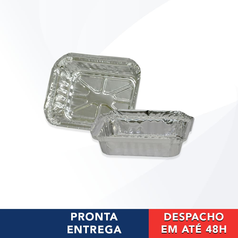 200 Bandeja De Alumínio Marmitex Retangular 240ml Com Tampa T-90