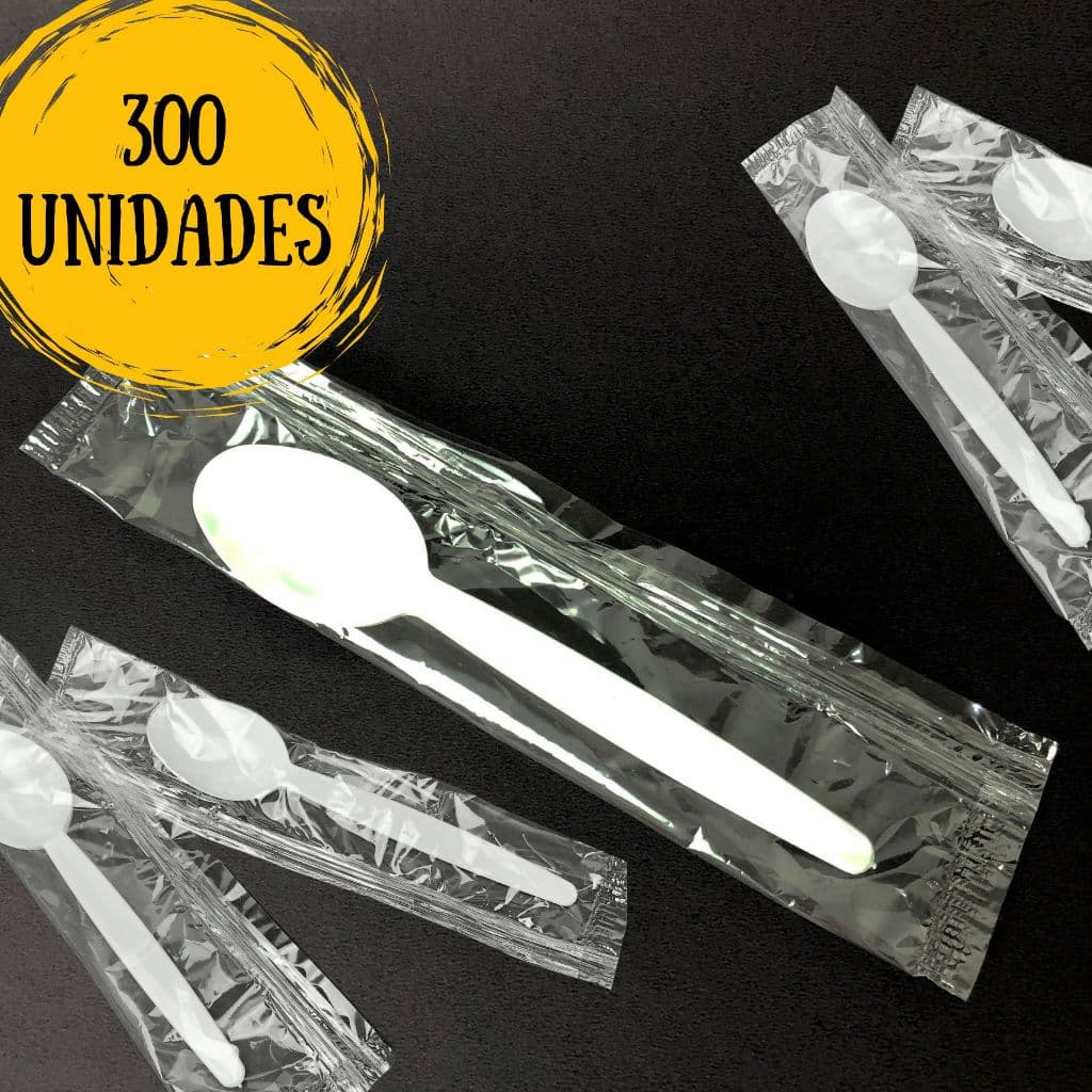 300 UNIDADES COLHER PARA ACAI REFORCADA EMBALADA UM A UM BRANCA