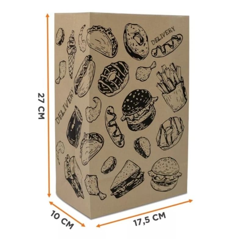 Kit 1000 sacos kraft P para Entregas, Delivery,  Comidas, Lanches