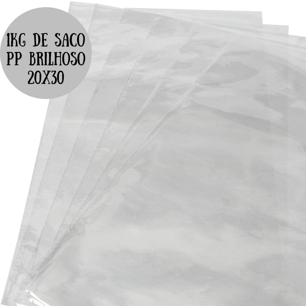 1KG DE SACO PP BRILHOSO 20X30 PARA ROUPA, DOCE, ARTESANATO, PRESENTES
