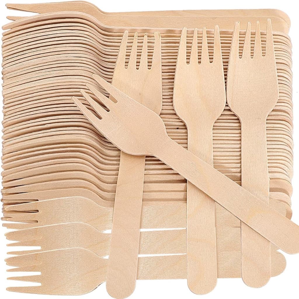 100 Garfos Garfinhos De Madeira Biodegradável Descartável