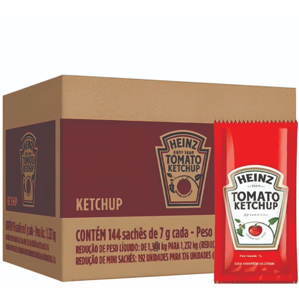 Ketchup Heinz Sachê caixa com 144 unidades de 7g