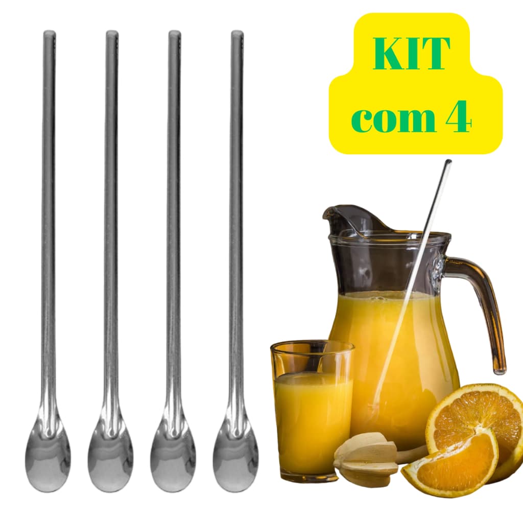 Kit 4 Colheres Bailarinas Drinks Jarra 30 Cm Inox Longa