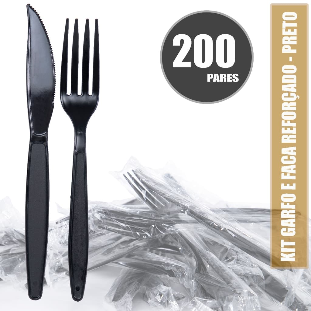 200 KITS GARFO E FACA EMBALADOS - SUPER REFORÇADO! PARA DELIVERY, FESTAS E EVENTOS