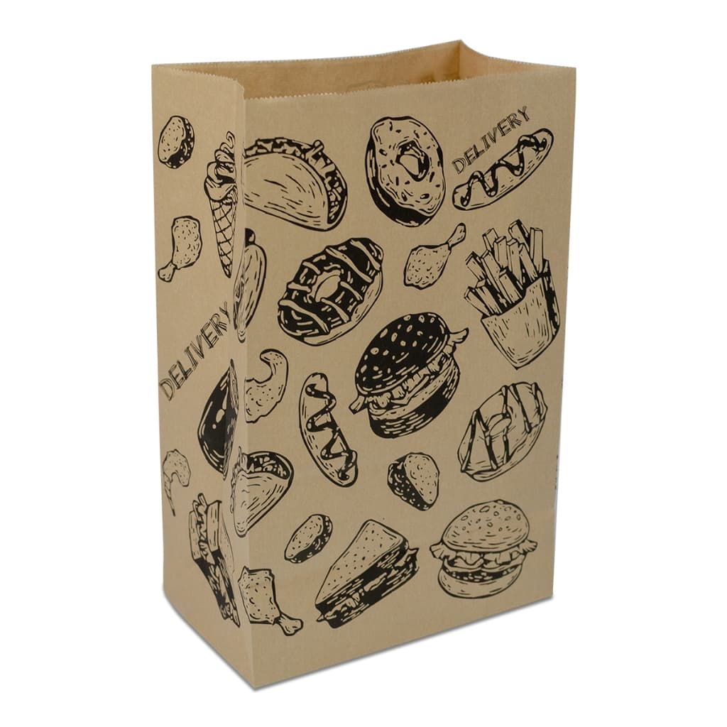 Kit 1000 Sacos P Delivery Entregas Comidas Lanches Papel Kraft Natuarl
