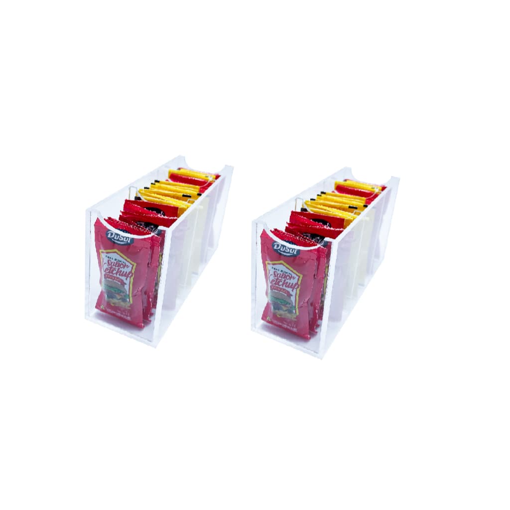 Caixa Porta Ketchup maionese mostarda Organizador de Sachês Com 3 Divisorias em Acrílico 02UND