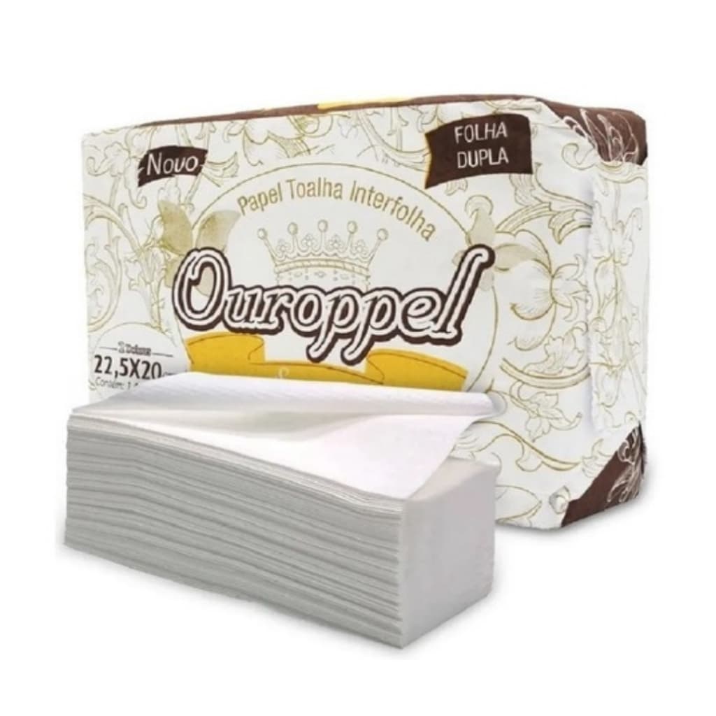 1000 Folhas Papel Interfolha Ouroppel Supreme Extra Luxo 22,5x20cm 32g - Folha Dupla