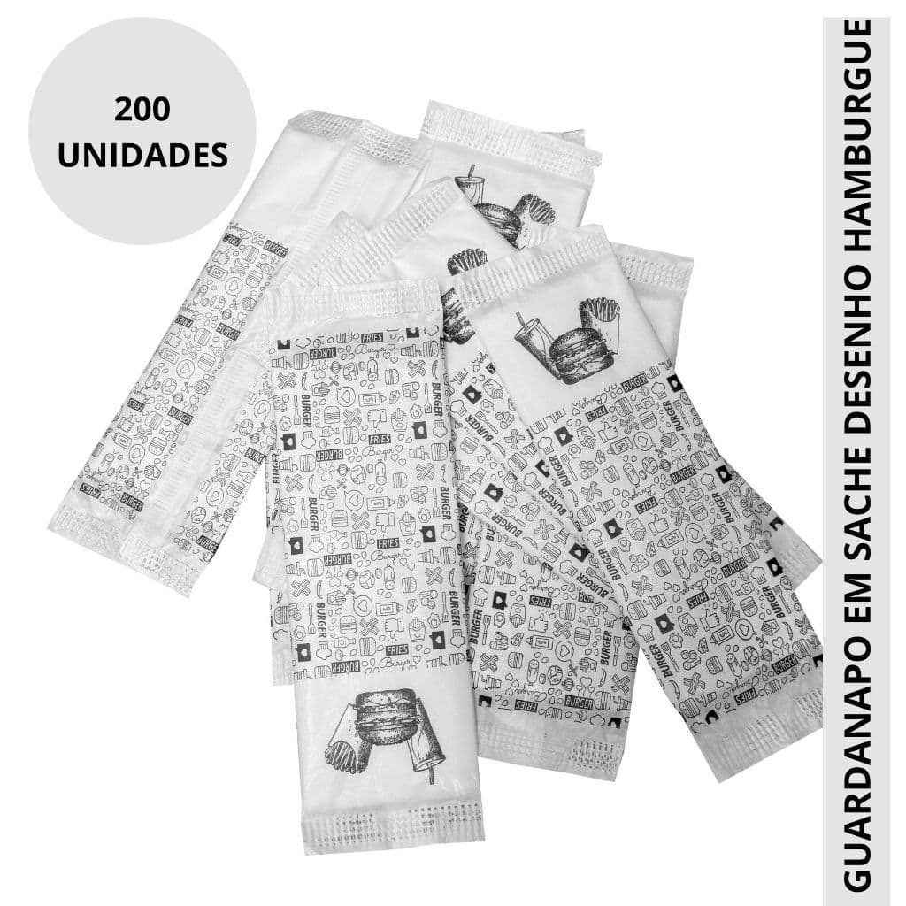 Guardanapo Sache Delivery Hamburguer 200 Unidades Sache Desenhado