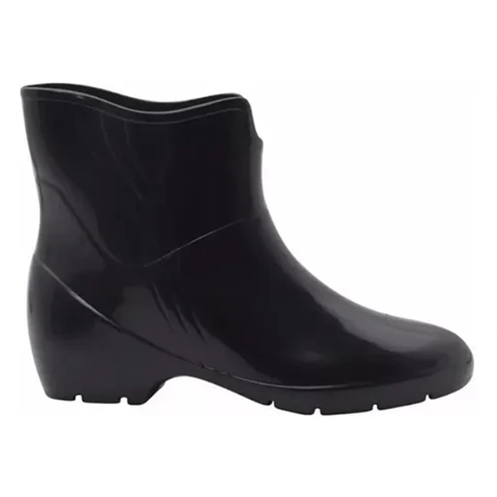 GALOCHA FEMININA DE BORRACHA PVC PRETA CANO CURTO LIMPEZA