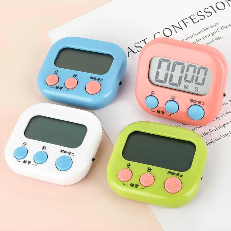 Temporizador de Cozinha Alarme Timer Magnético Digital  Contagem Regressiva Com Suporte
