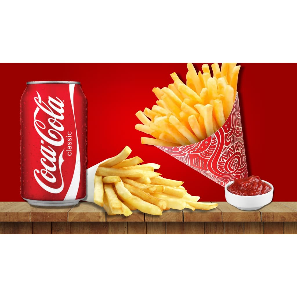 Adesivo Decoração Parede Trailer Batata Frita Cone Com Refrigerante Coca