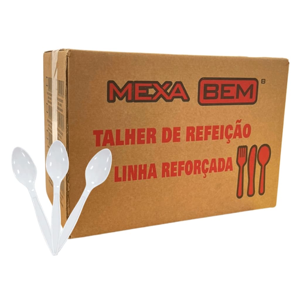 COLHER REFEIÇÃO REFORÇADA BRANCA C/1000 DESCARTÁVEL MEXA BEM