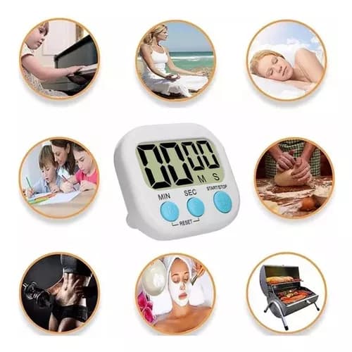Temporizador Timer Magnético Digital de Cozinha Contagem Regressiva Com Alarme e Suporte