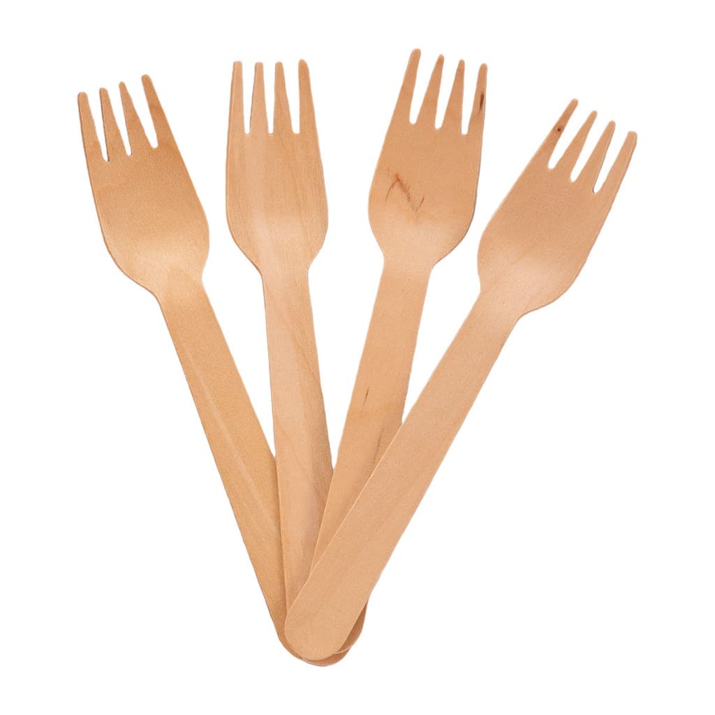 50 Garfo de Madeira  Descartável Biodegradável 16 cm