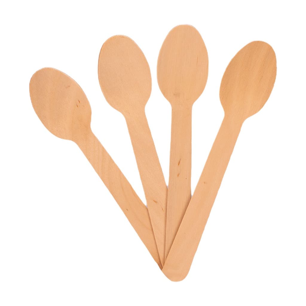 Colher de madeira de sobremesa biodegrádavel 14 cm