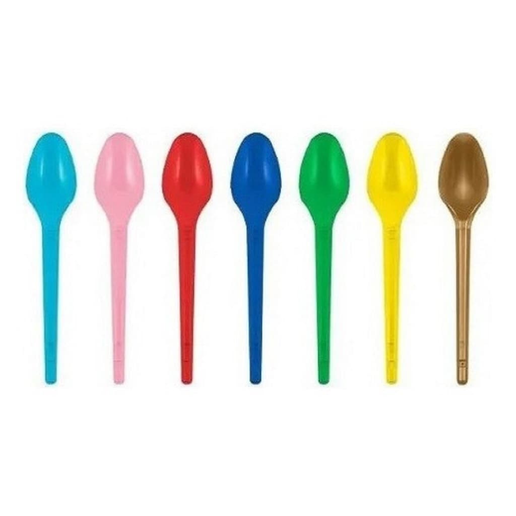 Colher De Sobremesa Descartável Colorida/Branca/Cristal Com 500 Unidades