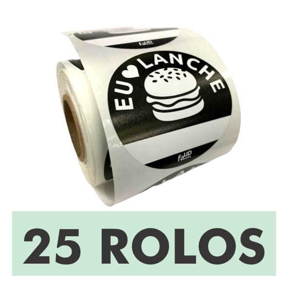 25 Rolos Etiqueta Lanche delivery ifood happy burger hambúrguer adesiva