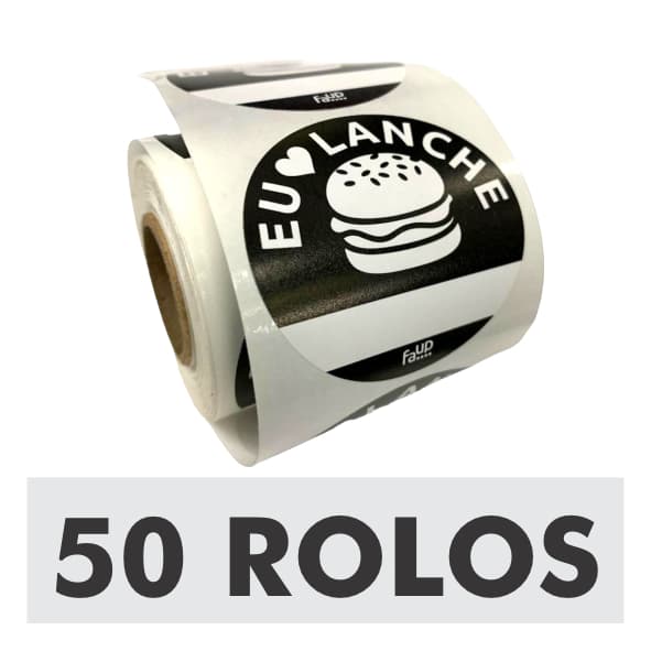 50 Rolos Etiqueta Lanche delivery ifood happy burger hambúrguer adesiva