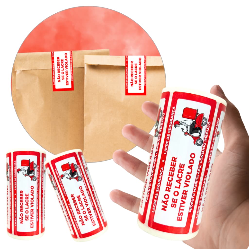 Etiqueta Lacre De Segurança Delivery Vermelho Rolo C/ 300 Etiquetas