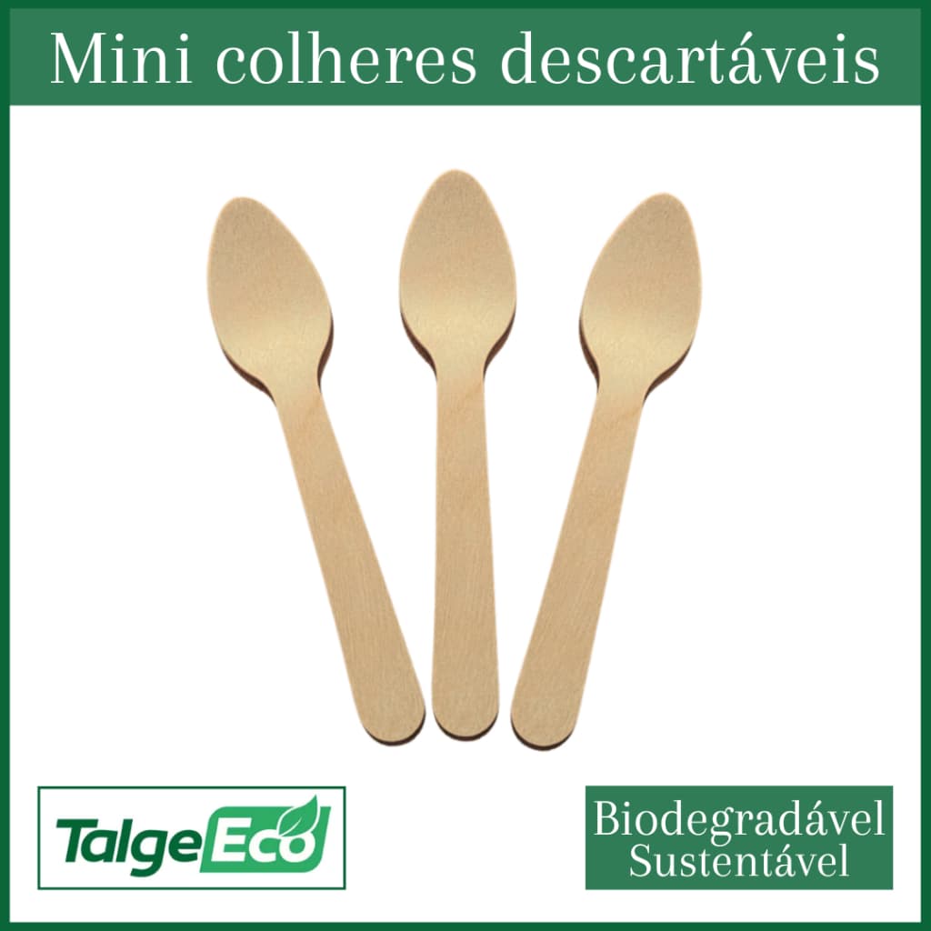 50|100|150|200 Mini Colheres Sobremesa de Madeira Biodegradável Descartável - Colhersinha Colher - Clean Natural