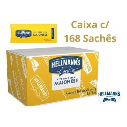 Maionese Hellmanns Em Sachê 01 Caixa Com 168 Saches De 7g