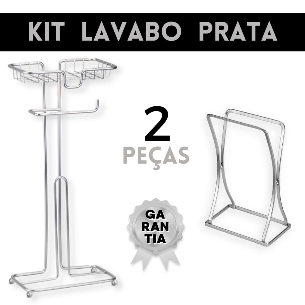 Kit Porta Papel Higiênico 3 rolos Porta Toalhas Balcão Prata Celular 3 Rolos Sem Furos Prático