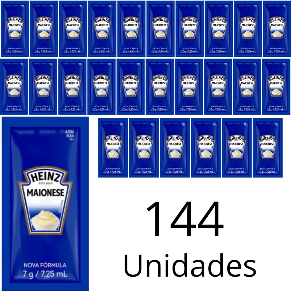 Maionese Heinz Branca Em Sachê De 7g Caixa Com 144 Unidades Para Saladas Sanduíches Hambúrgueres