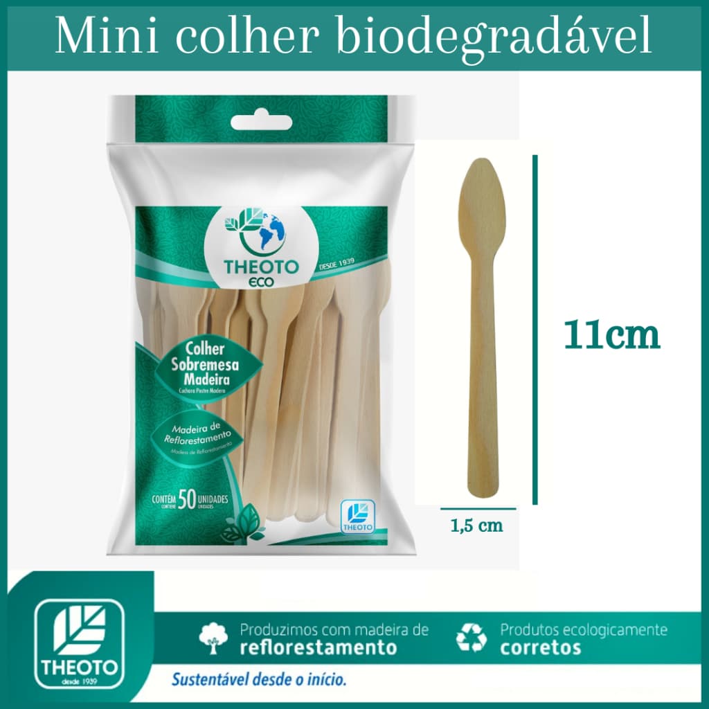 50|100|150|200 Mini Colheres Pazinha de Sobremesa de Madeira Biodegradável Descartável - Colher - Clean Natural