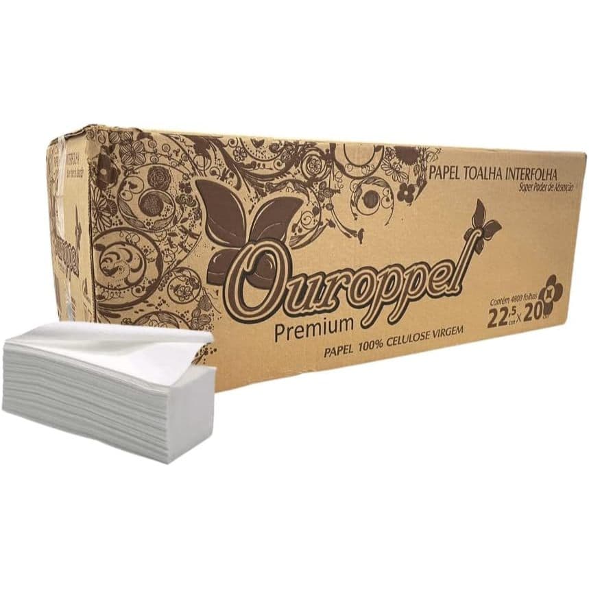 Papel Toalha Interfolha 2 dobras 20x20cm Folha Dupla C/2000 Ouroppel premium