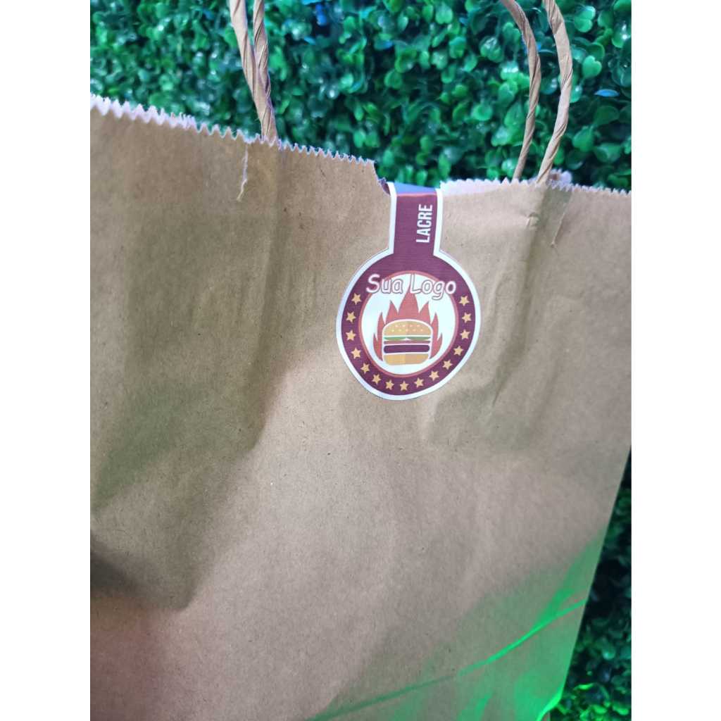 Adesivo Lacre 8x3cm Fecha Sacolas Personalizado para Delivery