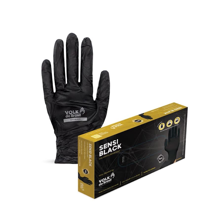 Luva Para Cozinha Massa Alimentos Nitrílica Sensivolk Black