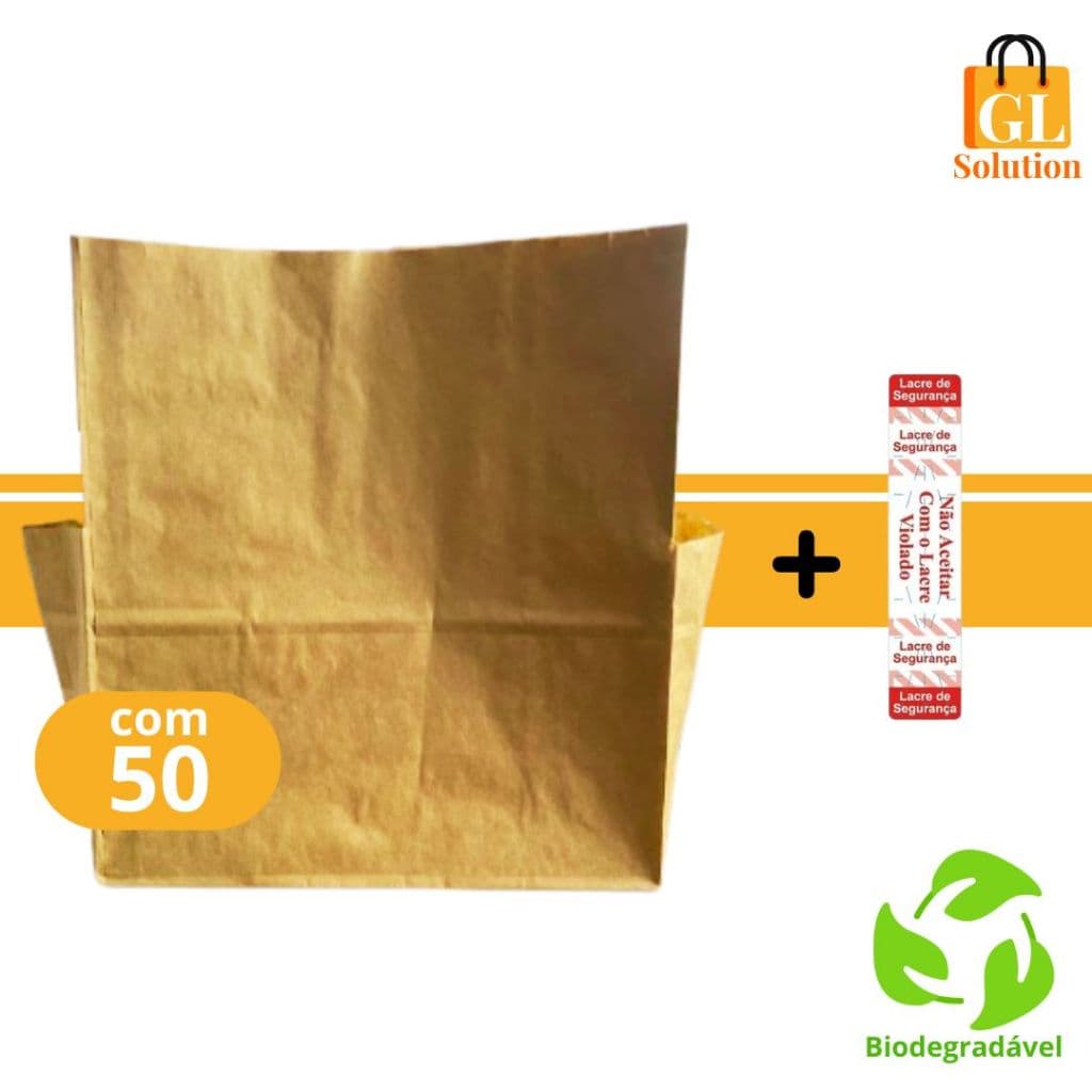 Saco Para Delivery Kraft - Com suporte de bebida c/50 unidades
