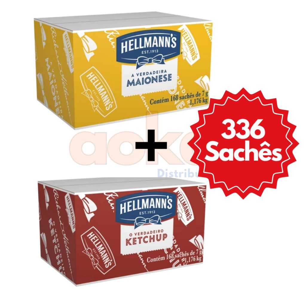 Maionese e Ketchup Hellmanns  / 2 Caixas 336 Sachês 7g