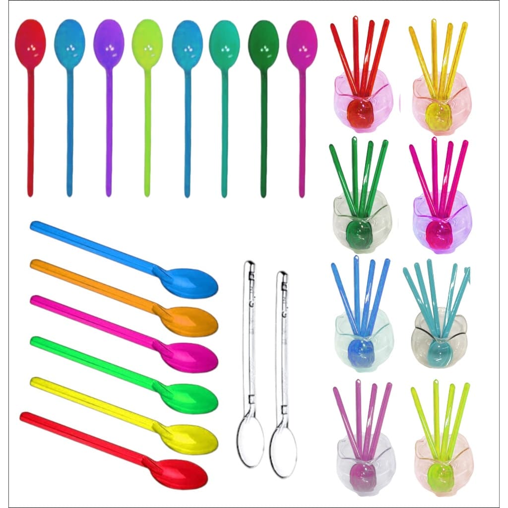 50 Unidades Colher Picolo, Doce Café Colorida  Plástica Colher para  Copinho de Brigadeiro  Colorido