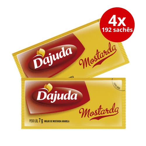 4 Caixas De Sachês Mostarda DAjuda Amarela 7G Para Lanches Frango Salsichão Grelhados 192 Un