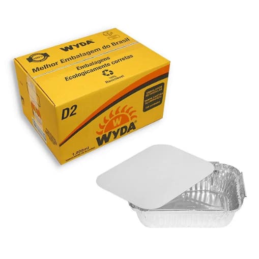 Caixa Marmitex/Bandeja De Alumínio Retangular D2 1000ml - 100 Unidades