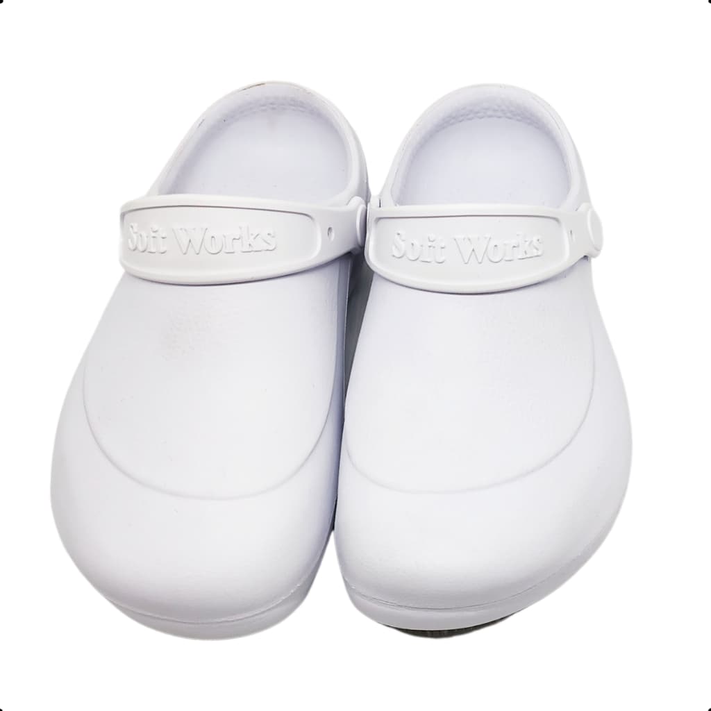 Sapato Profissional Fechado Hospitalar Enfermagem Cozinha Antiderrapante Branco Soft Works 33-46