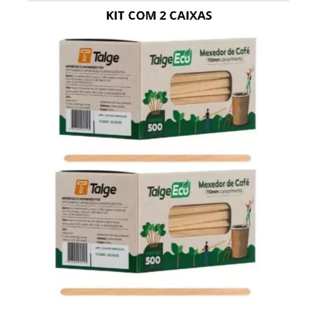 KIT C/ 2 MEXEDOR DE CAFÉ DE MADEIRA 110MM C/ 500 UNDS TALGE