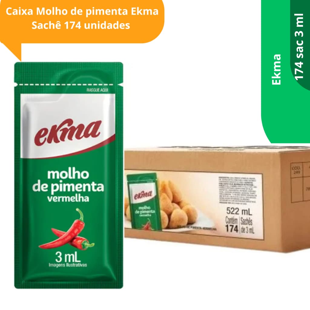 Caixa com 174 Saches de Molho de Pimenta Ekma 3ml