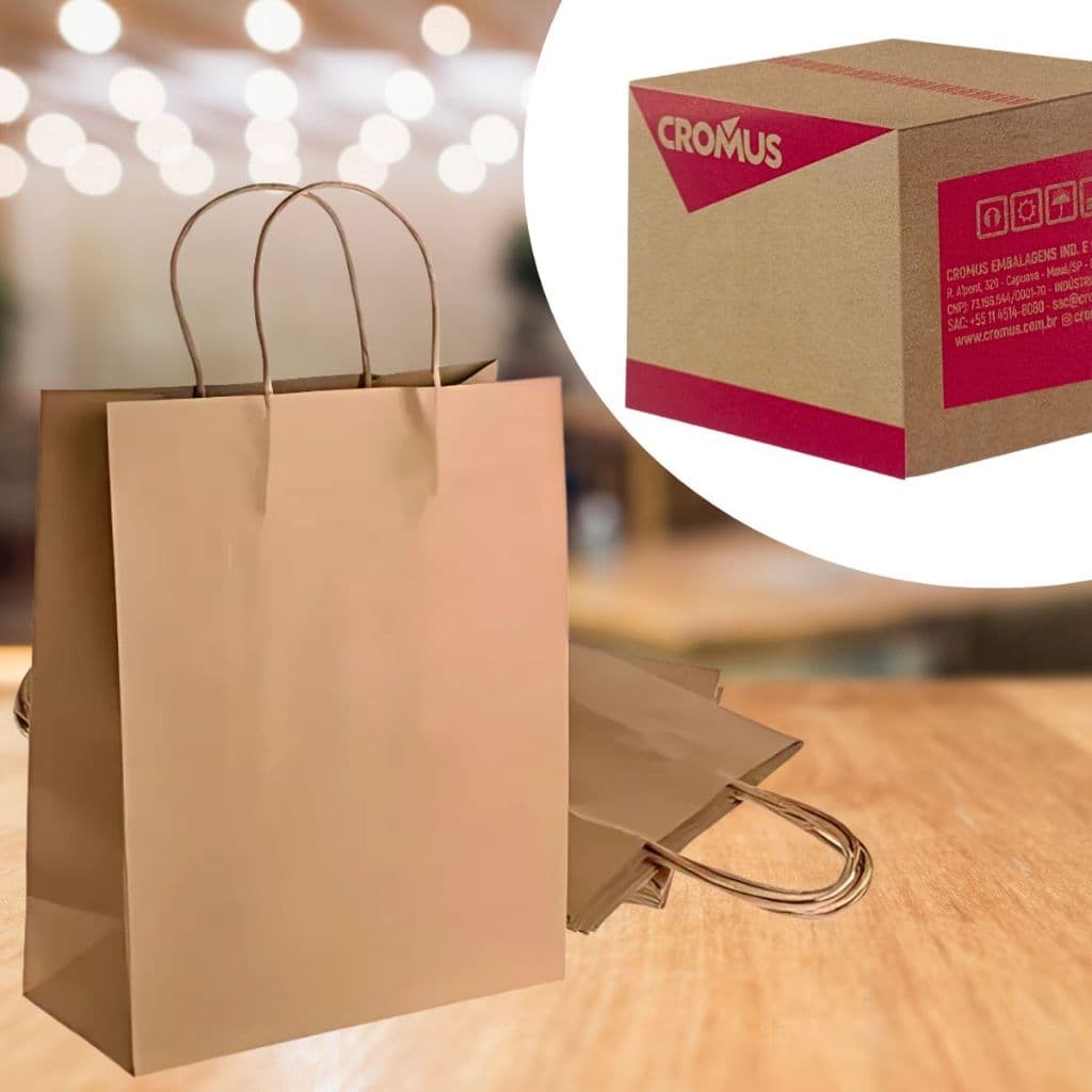 Sacola Papel Kraft 26x23,5x17 C/ Alça Torcida Delivery 150un