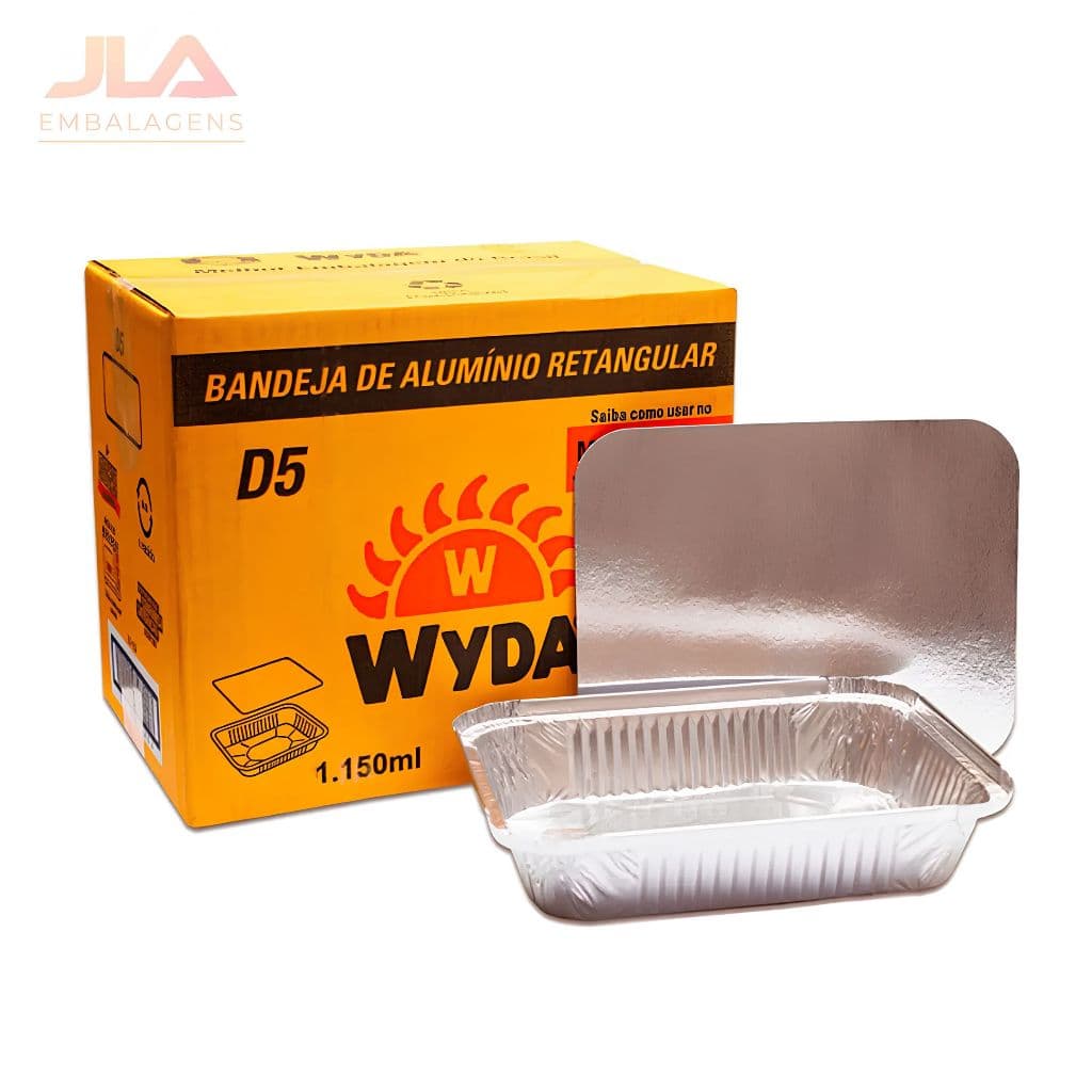 Caixa Marmitex/Bandeja De Alumínio Retangular D5 - 1150ml com 100 unidades