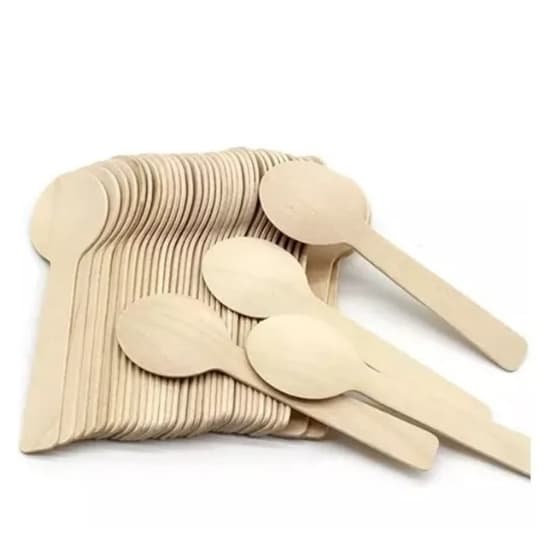 kit Colher de madeira 500 unidades Descartável bambu biodegradavel para doces e festas lembrancinha