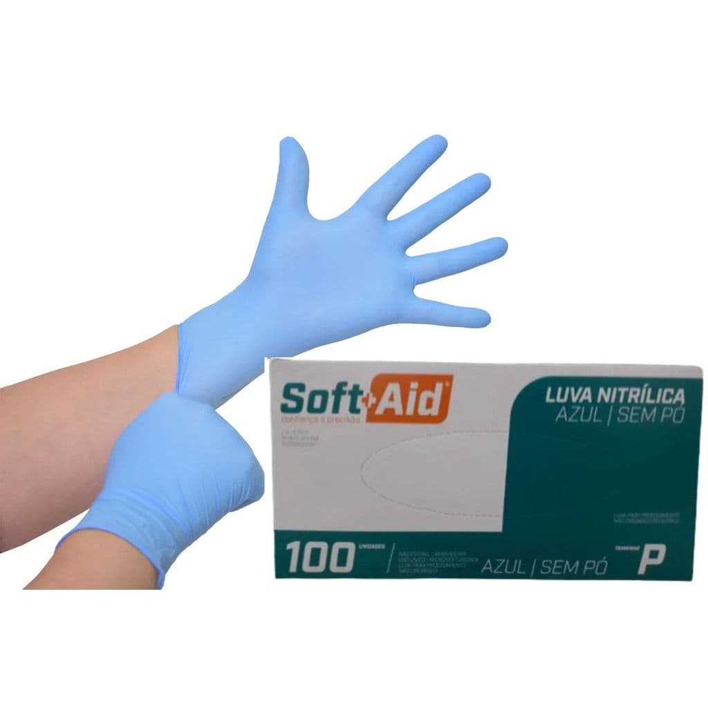 Kit C/10 Caixa De LuvaS Nitrílica  100 Unid Cada Sem Pó Azul