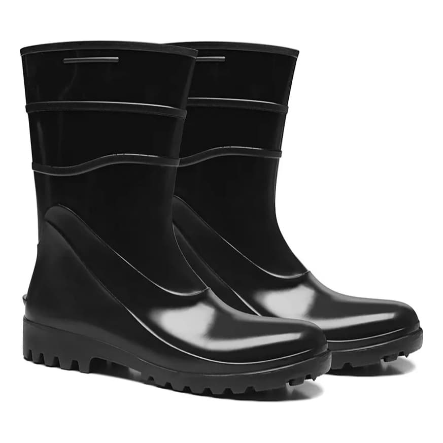 Bota Galocha Pvc Preta Bracol Com Forro Cano Curto Impermeável Para Limpeza Faxina Açougue PadariaAgricola Epi