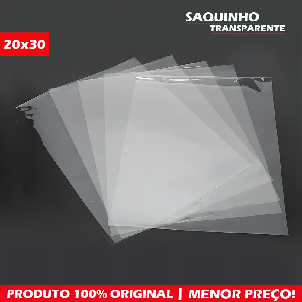 Saco Saquinho Resistente Plástico Transparente Pp 20x30 - 0,06- Pct C/ 100 Para Pão Caseiro Bolo Bolachas Roupas Higiêni