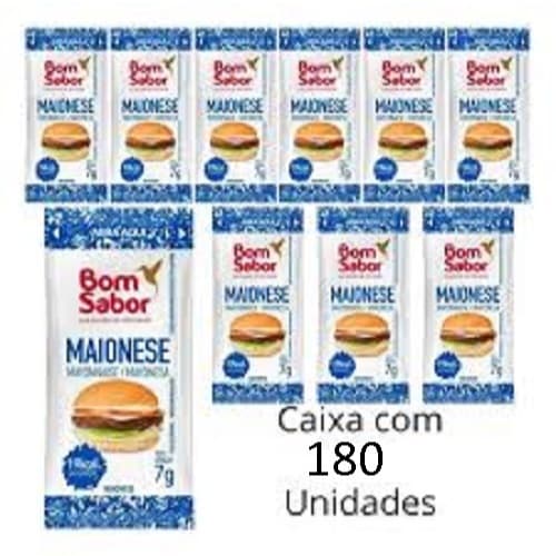 Maionese - Sachê 7g | ou Mostarda sache  BOM SABOR Caixa com 182 unid.