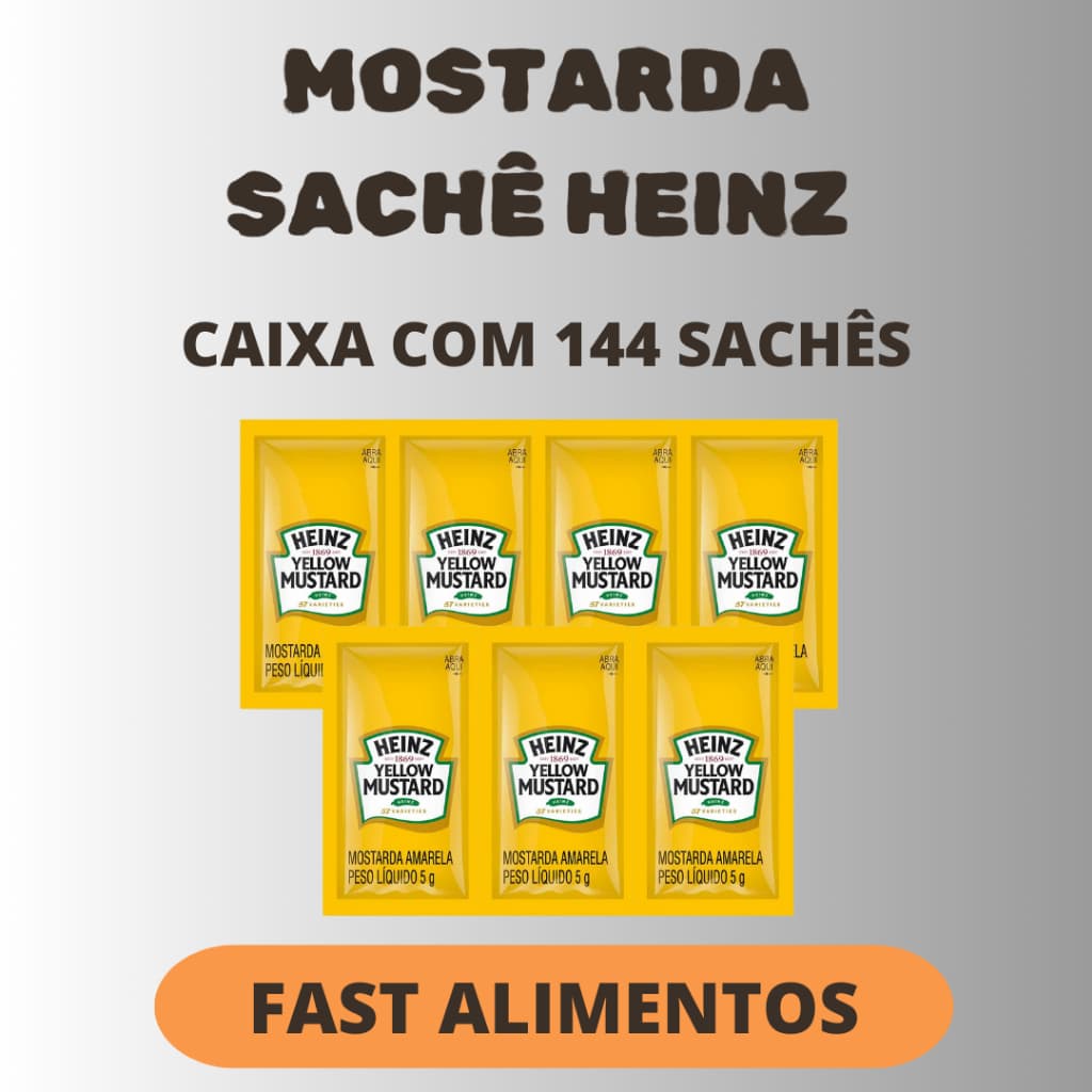01 Caixa Mostarda Sachê Heinz 144 Sachês - Praticidade e Sabor Inconfundível para Seu Dia a Dia